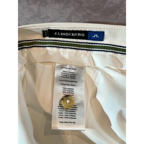 J. Lindeberg Men's White Mid Rise M Ellott Micro Stretch Chino Pants Size 34X34 - Picture 9 of 9